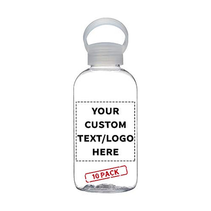 DISCOUNT PROMOS 10 Beau Water Bottles with Handle Set, 20 oz. - Customizable Text, Logo - Flexi-Grip, Plastic, Drinkware - Clear - color: - Custom - Clear, size: 10 bottles