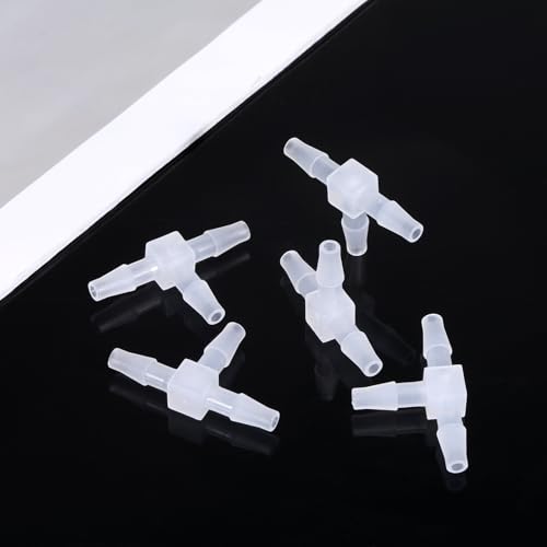 3/16" Tee Fitting Equal Barb 3 Way Plastic Tee Connector Hose Splicer Barb Adapter for Aquarium T Connector Air Line Fuel Gas Liquid (Pack of 10)