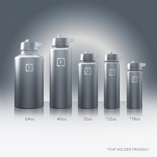 IRON °FLASK 40 oz Wide Mouth Water Bottle with Straw - color: Graphite, style: Straw - 40 Oz (1 Lid)