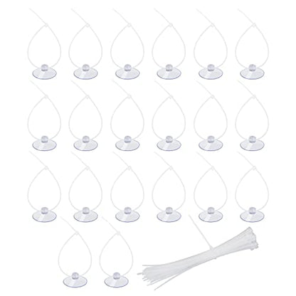 AQUANEAT 20 Pack Suction Cups with 40 Zip Ties for Aquarium Fish Tank Decoration Moss Shrimp Nest
