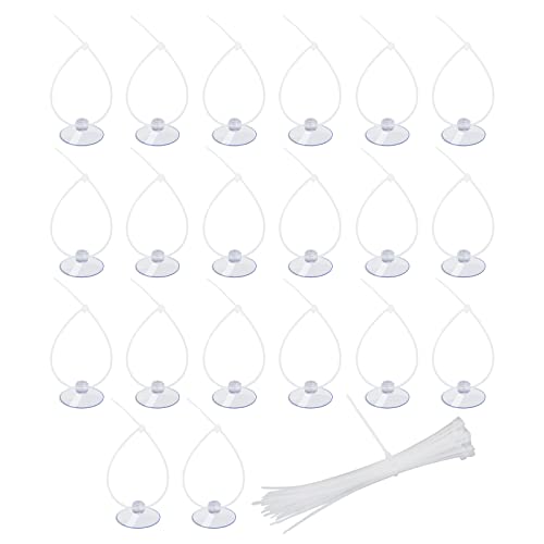 AQUANEAT 20 Pack Suction Cups with 40 Zip Ties for Aquarium Fish Tank Decoration Moss Shrimp Nest