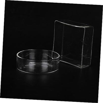 VOSAREA 5pcs Round Crystal Shrimp Feeding Bowl Glass Shrimp Food Dish for Aquarium Feeder Dish for Tank