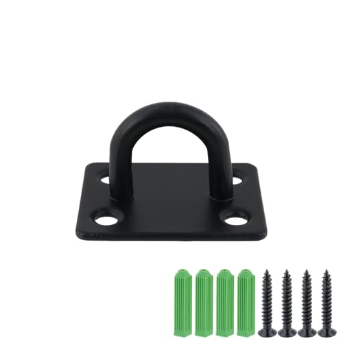 Dnyta 8Pcs Stainless Steel Ceiling Hook Pad Eye Plate Wall Mount Ring Hooks - color: Black, Square-shaped, size: Medium (8pcs)