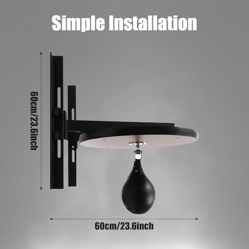 Speed Bag Platform Speed Bag Boxing Kit for Adults Height Adjustable Wall-Mounted Heavy Duty Boxing Training Equipment 360° Rotatable Speed Ball with Punching Ball Fits Home Gym Workout - color: Black Simple Version