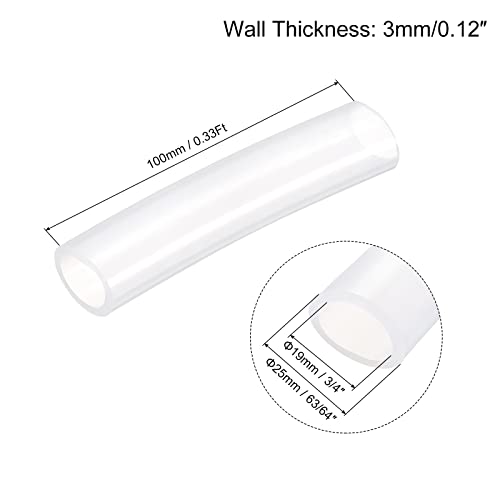 uxcell Pure Silicone Tubing 19mm ID,25mm OD OD Water Air Pump Pipe, 4Pcs 0.33 Ft Transparent Silicone Hose Tubing for Household, Industry, Drinking Water - size: 19mm x 25mm