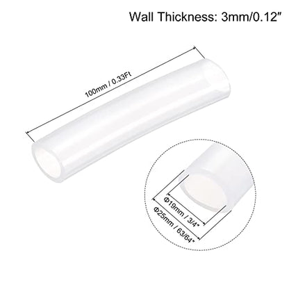 uxcell Pure Silicone Tubing 19mm ID,25mm OD OD Water Air Pump Pipe, 4Pcs 0.33 Ft Transparent Silicone Hose Tubing for Household, Industry, Drinking Water - size: 19mm x 25mm