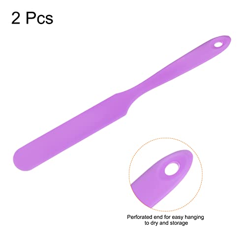Generic 2Pcs Silicone Spatula Scraper 9.45" Reusable Non-Stick Flexible Spatulas for Epoxy Resin Liquid Paint Arts DIY Crafts, Purple