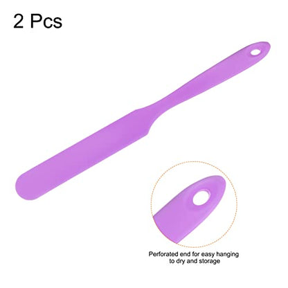 Generic 2Pcs Silicone Spatula Scraper 9.45" Reusable Non-Stick Flexible Spatulas for Epoxy Resin Liquid Paint Arts DIY Crafts, Purple