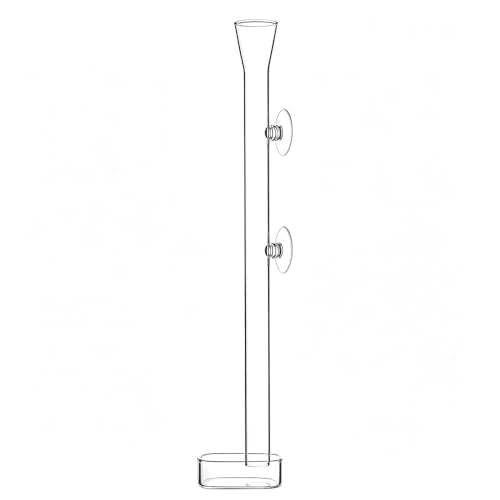 LINLAN 13.78 Inch Glass Shrimp Feeder, Aquarium Feeding Tube and Square Bowl with Two Suction Cups to Prevent Food from Spreading, for Crystal Shrimp and Cherry Shrimp