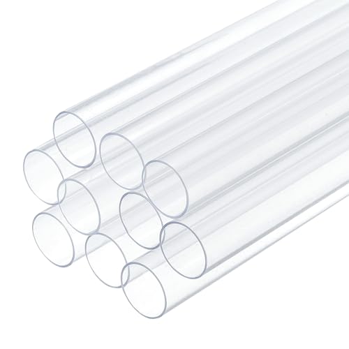 uxcell 10 Pcs Clear Plastic Rigid Tubing 15mm ID x 16mm OD, 0.5 Meters Length Round Polycarbonate Tubing for Aquarium Water Pipe, Water Cooling System, Plumbing - size: 15mm x 16mm