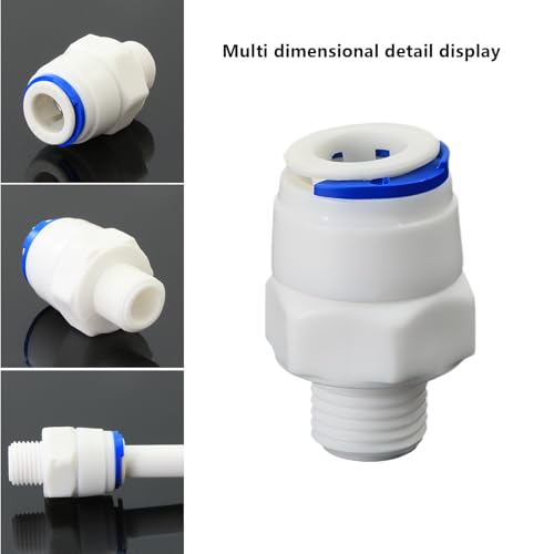 1/4"M to 3/8" Tube Push-Fit Adapter, 5 Pcs | Quick-connect adapter for RO reverse osmosis water filter systems, beverage dispensers & water purifiers.