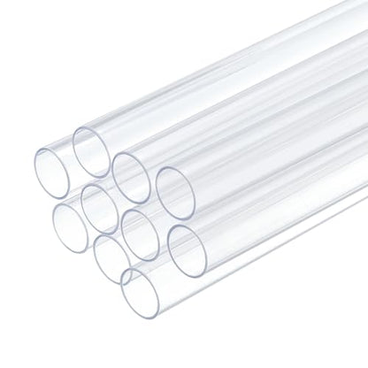 uxcell 10 Pcs Clear Plastic Rigid Tubing 11mm ID x 12mm OD, 0.5 Meters Length Round Polycarbonate Tubing for Aquarium Water Pipe, Water Cooling System, Plumbing - size: 11mm x 12mm