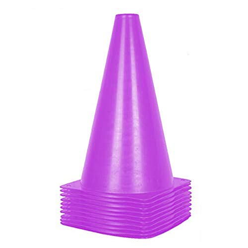 Alyoen 9 inch Traffic Cones, Plastic Sport Cones, Purple Soccer Training Cones for Outdoor Activity & Festive Events (Sets of 10/15/ 20) - color: 10 Pack-Purple