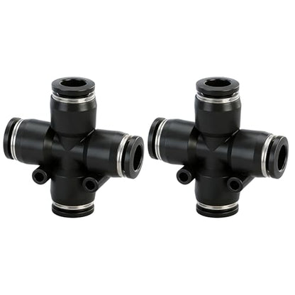 Baomain 8mm Tube OD 4-Way Cross Push to Connect Fittings - Quick Connect Air Line Fittings Connectors for 8mm Outer Diameter Pneumatic Tubing and Air Hose (2-Pack)