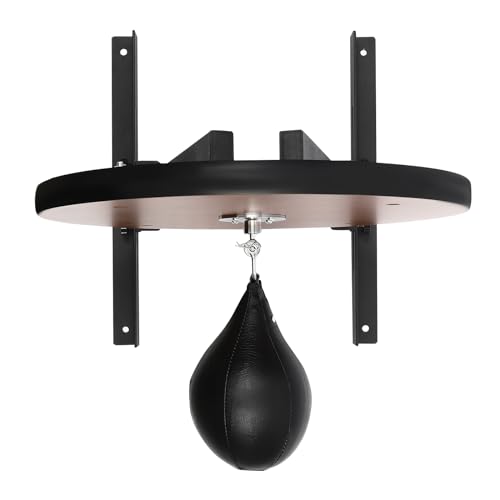 Heavy Duty Adjustable Speed Bag Platform, Wall Mount Speed Bag Kit with 360° Swivel & PU Punching Ball, Steel Wood Boxing Training Equipment for Home Gym Adult Fitness