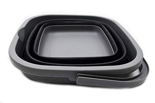 SAMMART 11L (2.9 Gallon) Collapsible Rectangular Handy Bucket (1, Grey/Black)