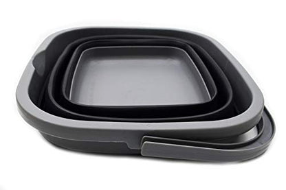 SAMMART 11L (2.9 Gallon) Collapsible Rectangular Handy Bucket (1, Grey/Black)