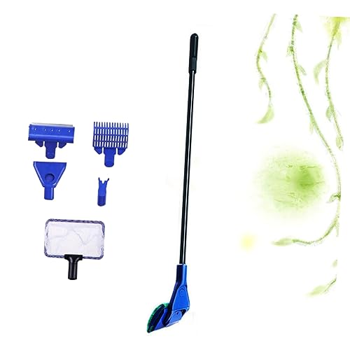 Happyyami Five One Fish Tank Cleaning Kit Handle Detachable Brushes Safe for Essential Aquarium Maintenance Tools in
