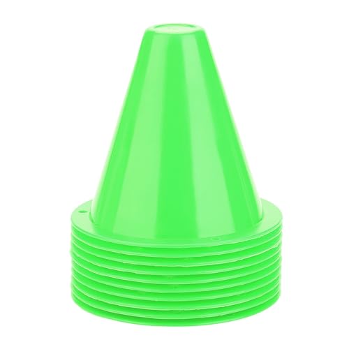 10pcs Football Cones Soccer Training Discs Football Marker Poles Flat Square Bottom Stackable for Soccer Training - color: Green