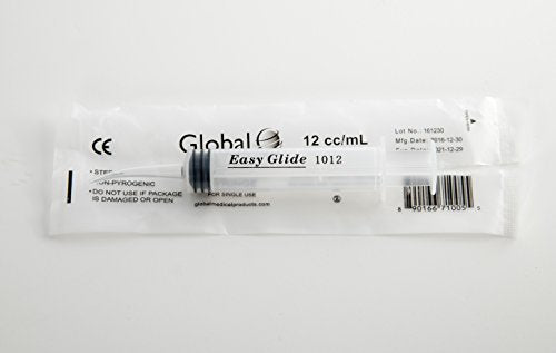 Easy Glide Curved Tip Syringes 12/ml 12/cc , No Needle, Pack of 25