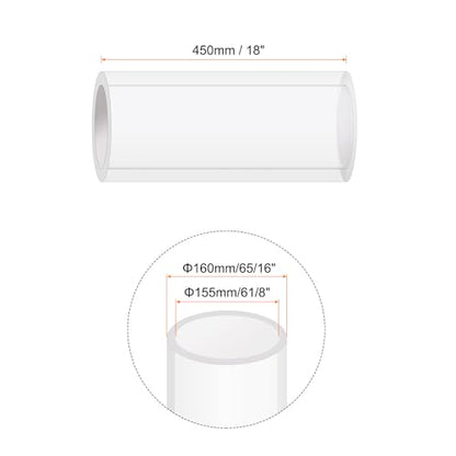 18" Clear Plastic Rigid Pipe 155mm ID x 160mm OD (6 1/8" ID x 6 5/16" OD) Acrylic Round Tubing, [for Plumbing, Hydraulics, Aquarium] - size: 6 1/8" x 6 5/16"