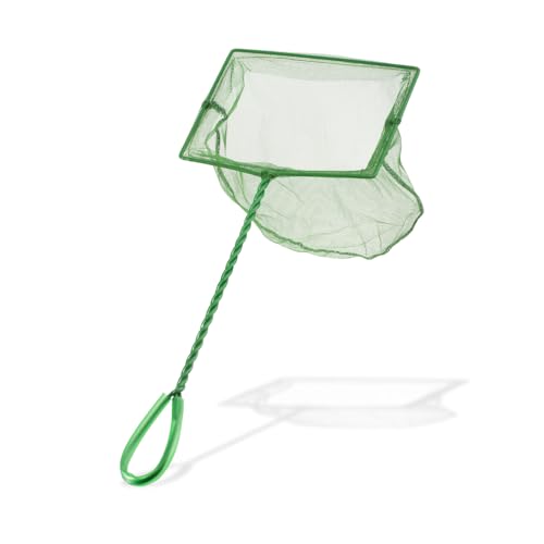 Aquarium Fish Net Small Betta Fish Tank Cleaning Net Sludge Food Residue Wastes Skimmer with Soft Fine Mesh and Braided Matal Handle for Small Ponds and Pools(7 inch) - size: 7 inch