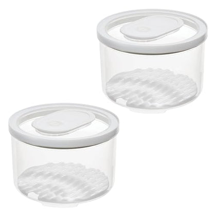 iDesign Round Fridge Produce Bin with Removable Drainage Tray and Lid - Set of 2 - Clear - size: Round- Large, style: Pack of 2