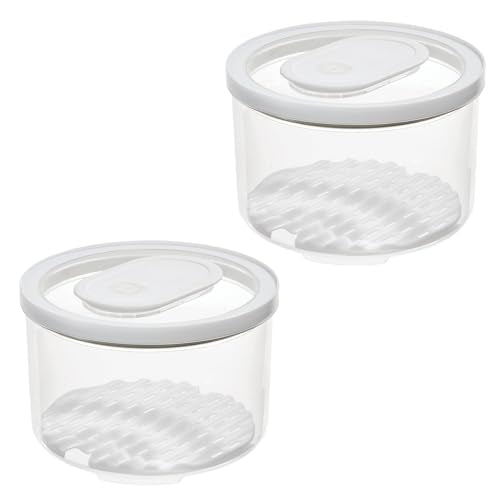 iDesign Round Fridge Produce Bin with Removable Drainage Tray and Lid - Set of 2 - Clear - size: Round- Large, style: Pack of 2