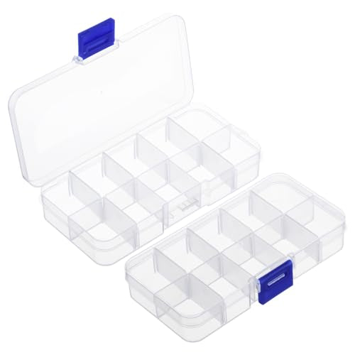 2 Pcs Mini Fishing Tackle Box Clear Fishing Lure Hook Storage Organizer Box Small Plastic Container with Detachable Dividers, Tackle Utility Boxes