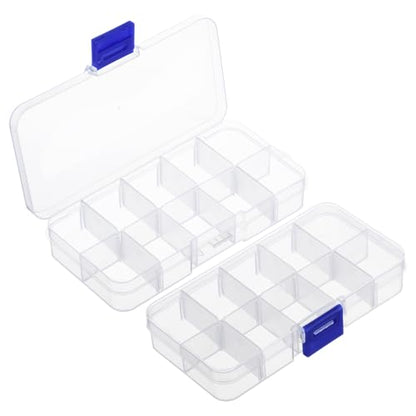 2 Pcs Mini Fishing Tackle Box Clear Fishing Lure Hook Storage Organizer Box Small Plastic Container with Detachable Dividers, Tackle Utility Boxes