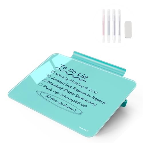 Small Desktop Whiteboard - Glass Dry Erase Board 8 X 6 Inches Tabletop Easel Whiteboard with Stand, Desk Board Buddy for Artist, Teacher and Student - color: 8 X 6 Inches - Light Blue