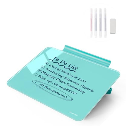 Small Desktop Whiteboard - Glass Dry Erase Board 8 X 6 Inches Tabletop Easel Whiteboard with Stand, Desk Board Buddy for Artist, Teacher and Student - color: 8 X 6 Inches - Light Blue