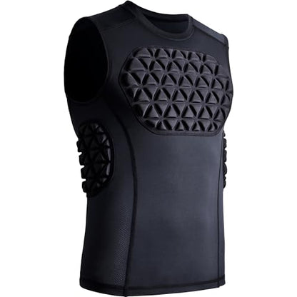 Adult Baseball Chest Rib Protector Padded Compression Shirt - color: Black, size: Medium