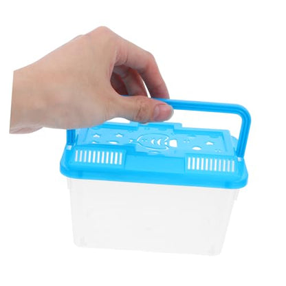 YARNOW 4Pcs Miniature Handheld Aquarium Box for Small Pets Plastic Fish Breeding Container with Convenient Handle for Turtles Hamsters Reptiles and Small Fish