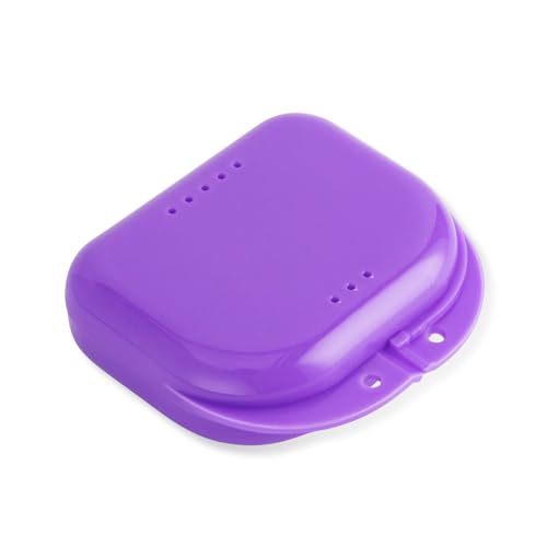 Annhua Retainer Case with Vent Holes Mouth Guard Case, Retainer Box Orthodontic Aligner Holder Slim Portable Dental Storage Container - Purple - color: Purple