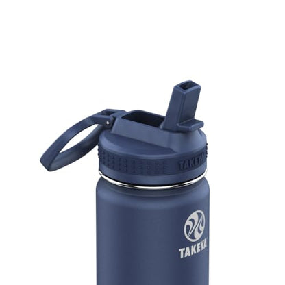 Takeya 18 oz Actives Stainless Steel Water Bottle with Straw Lid – Leakproof, Double-Wall Insulated, Keeps Drinks Cold 24 hrs/Hot 12 hrs, BPA-Free, Powder-Coated, Gym & Travel, Midnight Blue - color: Midnight Blue, size: 18 Ounces