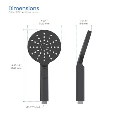 Circular 3 Settings ABS Handheld Shower Head, Multi-Function Showerhead with 3 Spray Modes, Ergonomic Design, Water-Efficient, Easy Install for Bathroom Showers, Matte Black Finish