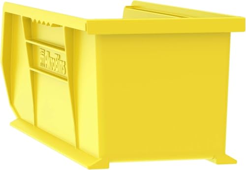 Akro-Mils 30234 AkroBins Plastic Storage Bins, Space-Saving Stackable Bins for Garage, Pantry, Craft Organization, 15" x 5" x 5", Yellow, 12-Pack - color: Yellow