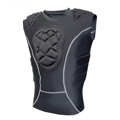 Topeter Padded Compression Shirts with Chest Guard, Rib Protector & Shoulder Pads for Contact Sports - size: Large