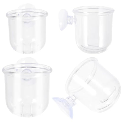 VALICLUD 4pcs Glass Feeding Cups Fish Food Dish Water Grass Container Aquarium Tank Feeder Multi-Function Fish Feeding Food Holder for Betta and Shrimp
