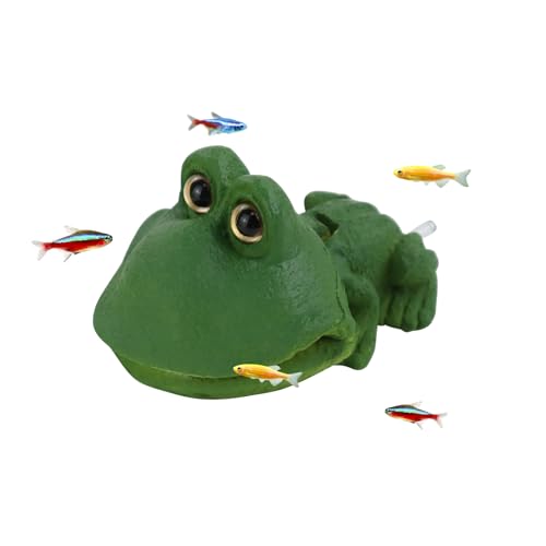 WishLotus Aquarium Decorations, Resin Big Mouth Frog Aquarium Landscaping Ornaments Pneumatic Decorations Aquarium Accessories Decoration (Frog Green) - color: Frog Green