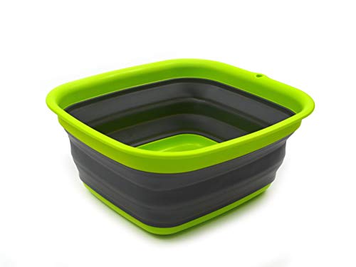 SAMMART 7.7L (2 Gallon) Collapsible Tub - Foldable Dishpan, Kitchen Sink for Camping - Portable Washing Basin - Space Saving Indoor Outdoor Plastic Washtub (Dark Grey, S) - color: Dark Grey, size: Small
