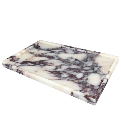 100% Real Luxury Natural Marble Vanity Tray Genuine Calacatta Viola Marble Stone Storage Trays for Home Decor Bathroom Vanity Dresser Kitchen, Non-Resin/Non-Ceramic, 11.7" x 7.8"