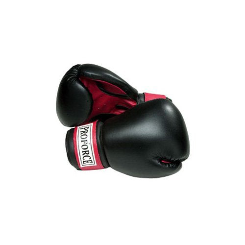 Pro Force Leatherette Boxing Gloves - color: Black with Red Palm, size: 24 oz.