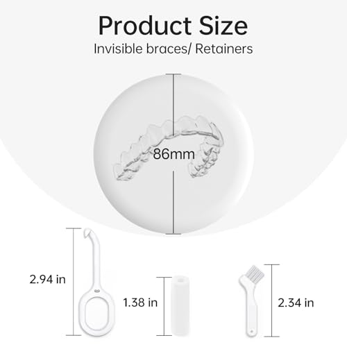 Retainer Case with Mirror, Slim Aligner Case for Invisalign with Tool Kit - color: White