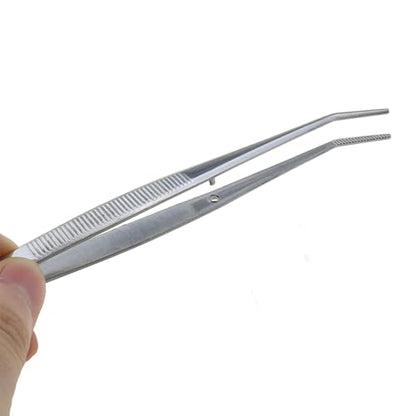 10-Piece Stainless Steel Tweezers Set for Crafts, Curved Serrated Tip Multi-Purpose Sewing Machine Tweezers (Silver)