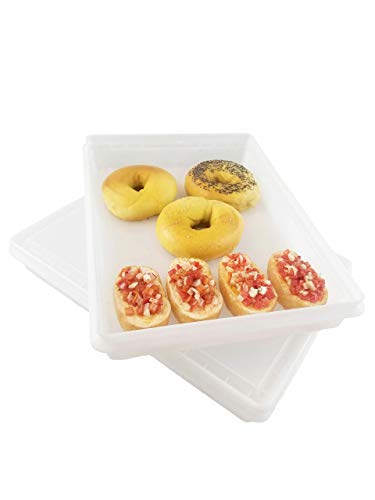Fish Tubs/Food Storage Bins 10lb 11.5x15.5x2", Pack of 10 Shallow Containers with Lids, White