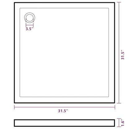 vidaXL Square ABS Shower Base Tray Home Indoor Bath Bathroom Hardware Fixture Part Plumbing Low Threshold Shower Tray Bath Pan Base White - color: White, size: 31.5" x 31.5"