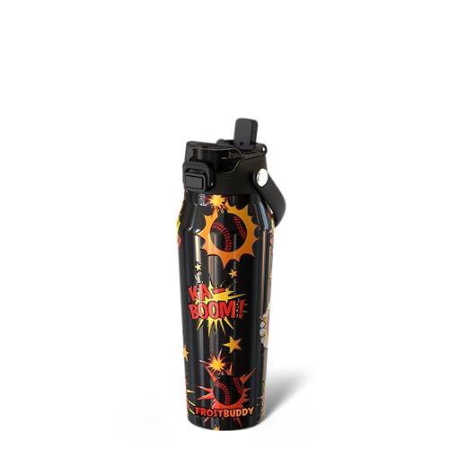 Frost Buddy 24oz Insulated Water Bottle - Straw & Chug Lid - Leak-Proof - color: Hittin' Bombs, size: 24 Ounces