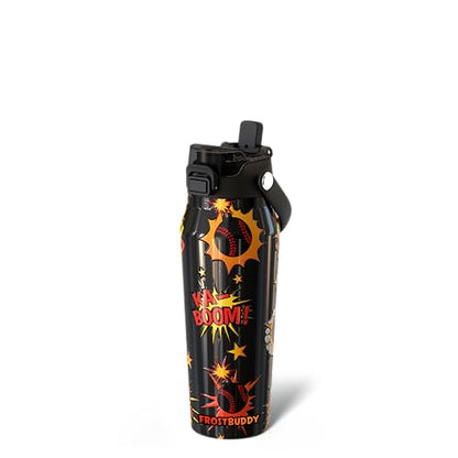 Frost Buddy 24oz Insulated Water Bottle - Straw & Chug Lid - Leak-Proof - color: Hittin' Bombs, size: 24 Ounces